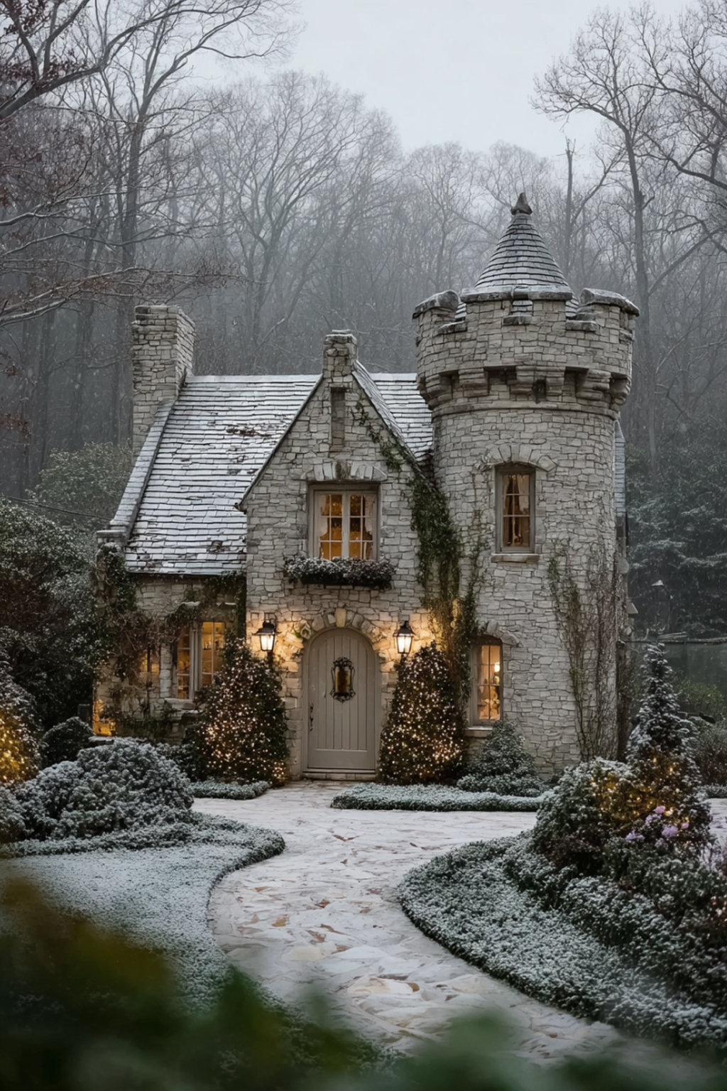 A Fairytale Stone Cottage Hidden in the Winter Woods