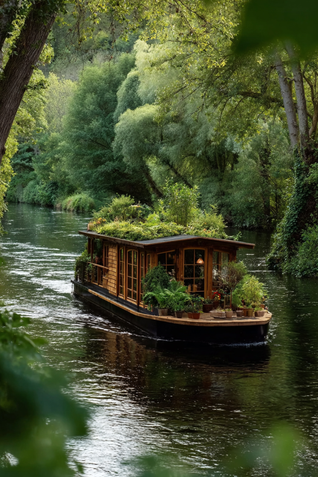 A Floating Tiny House Hidden in Nature
