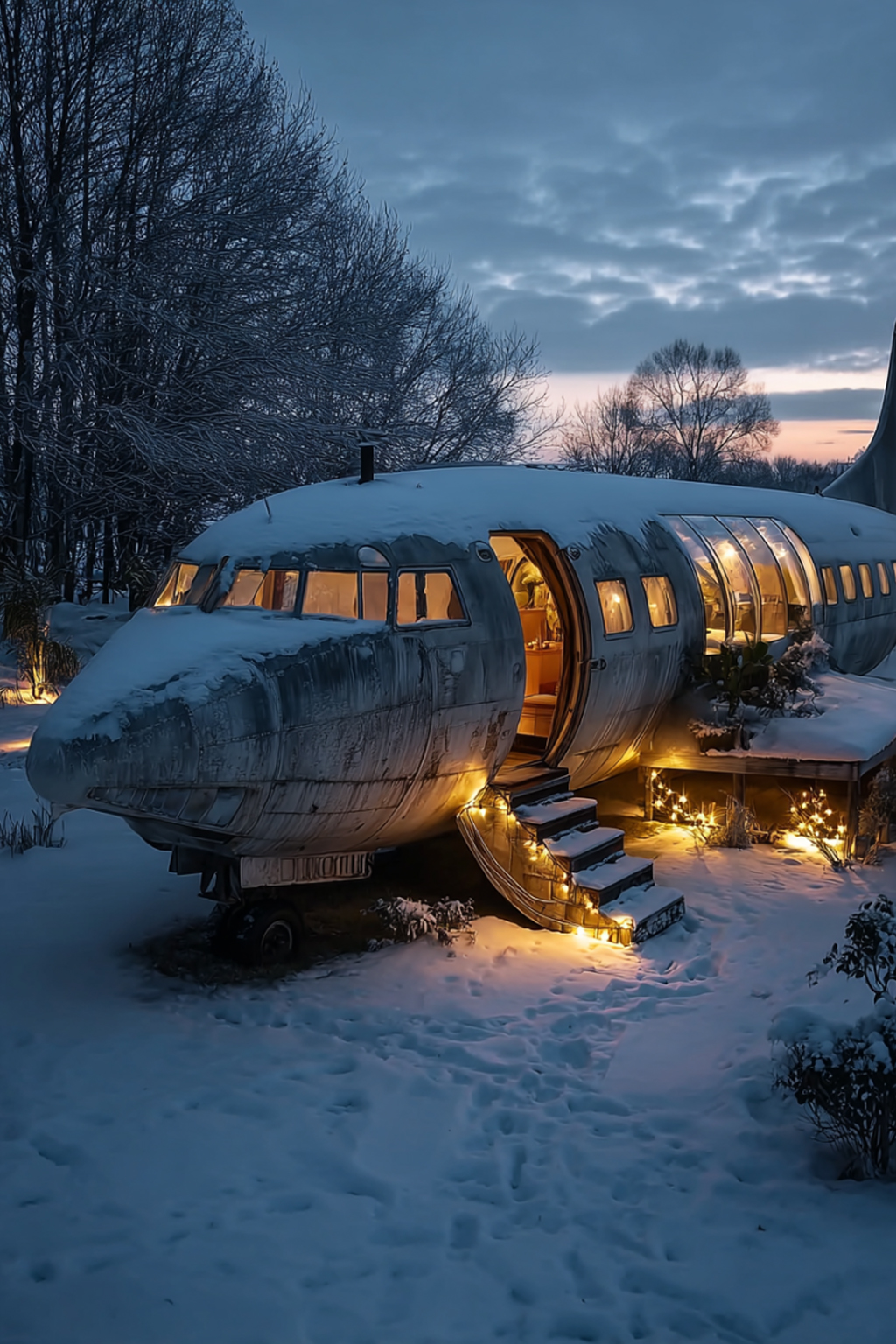 A Winter Airplane Cabin Retreat