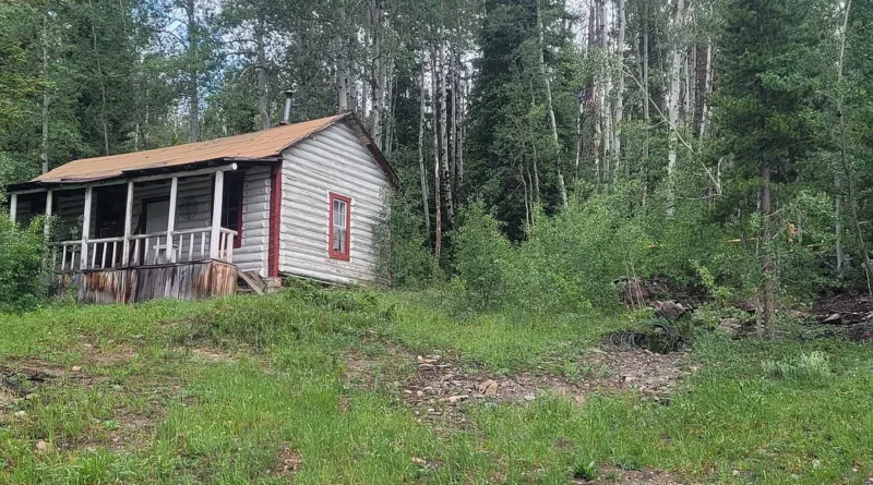 Historic off-grid log cabin surrounded by aspens near Laramie