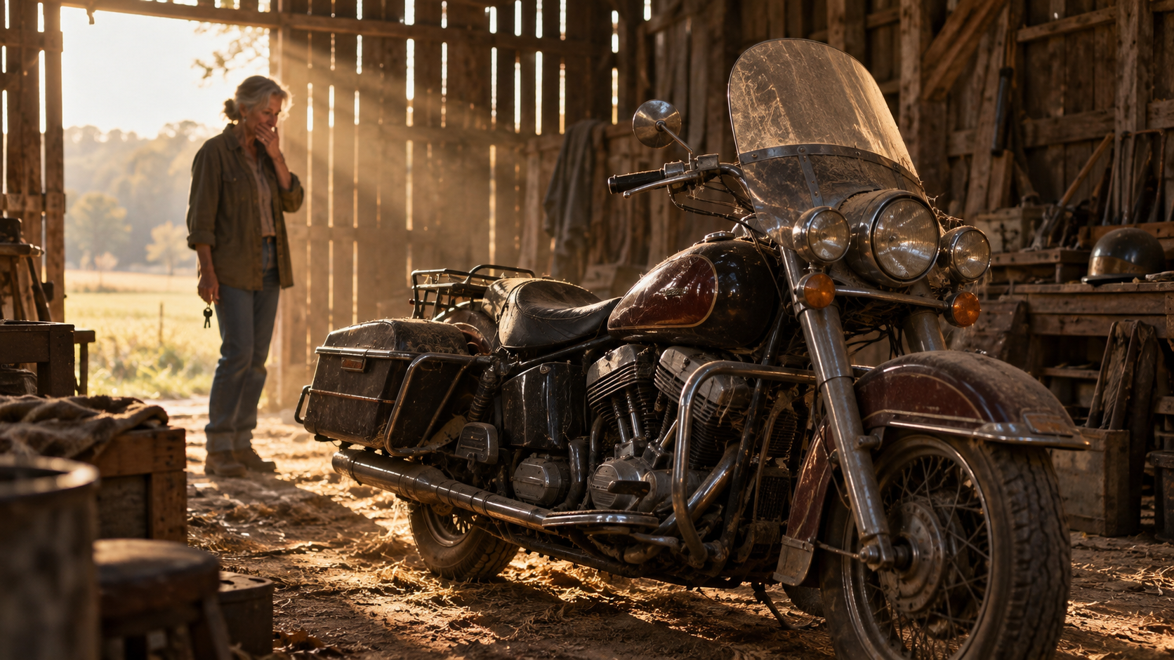 She Finally Sold Her Late Husband’s Motorcycle—Then the Mechanic Lifted the Seat