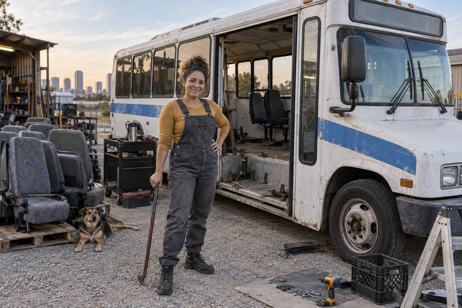 She Bought a Worn Airport Shuttle for $3,200—At Night, the Ceiling Becomes Her Bedroom